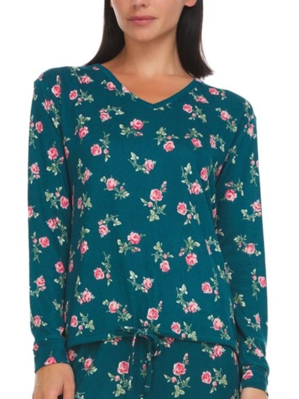 Flora by Flora Nikrooz Womens Jenna Printed Sweater Knit Pajama Top Only,1-Piece